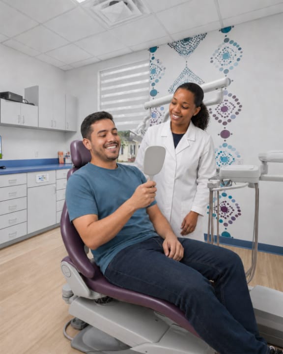 A patient smiling after cosmetic treatment at Tomlinson Dental in Tampa